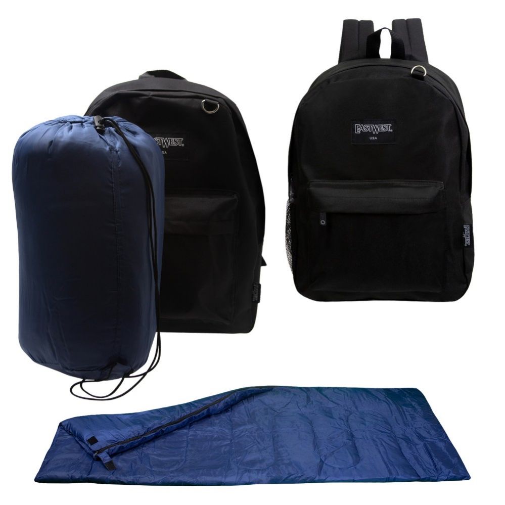 12 Units of 10 Backpacks And 10 Sleeping Bags Backpack Care Sets at