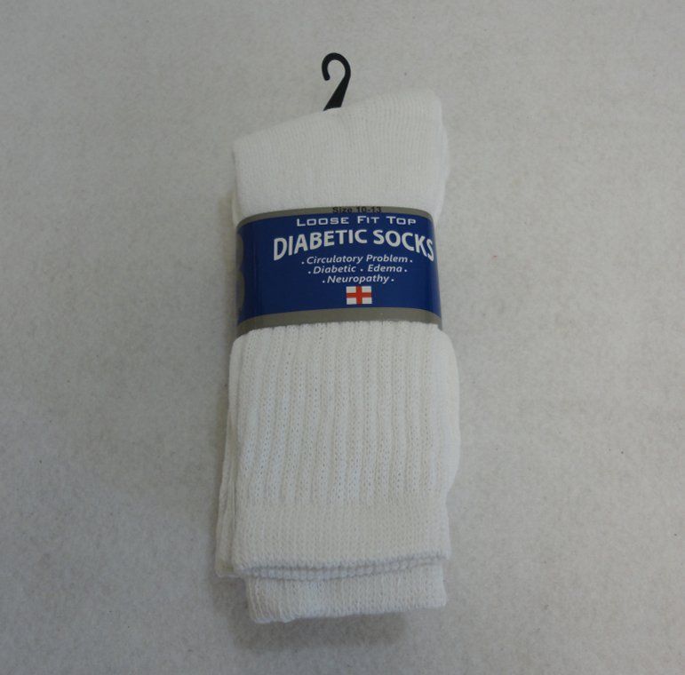 24 Units of Diabetic Crew Socks 1013 [white] Men's Diabetic Socks