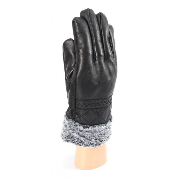 36 Units of Men's Leather Like Gloves With Fur Lined Leather Gloves