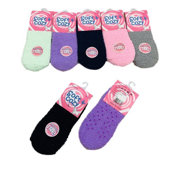 24 Units of Soft & Cozy Fuzzy NoNSlip Footies Womens Fuzzy Socks