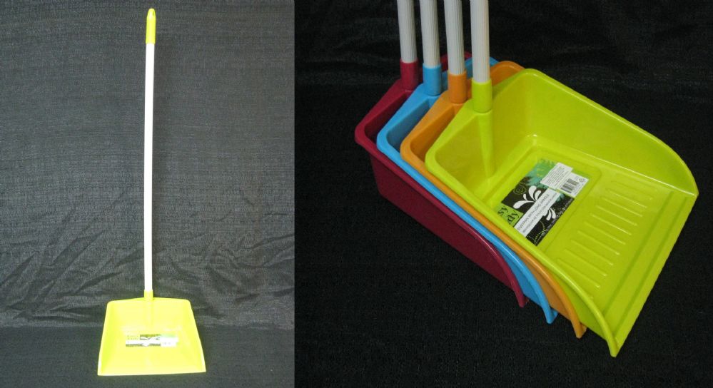 24 Units of Dustpan With Long Handle Assorted Colors Dust Pans at