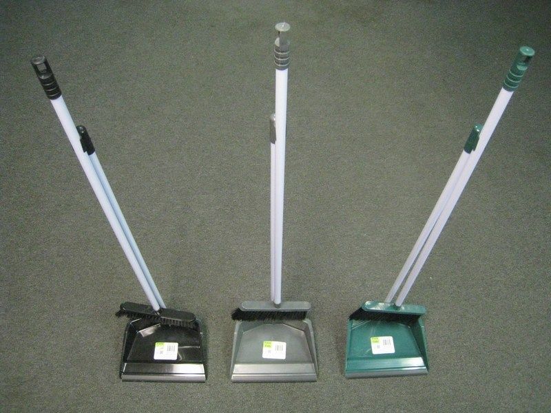 24 Units of Plastic Long Handle Dustpan With Broom Metal Stick Dust