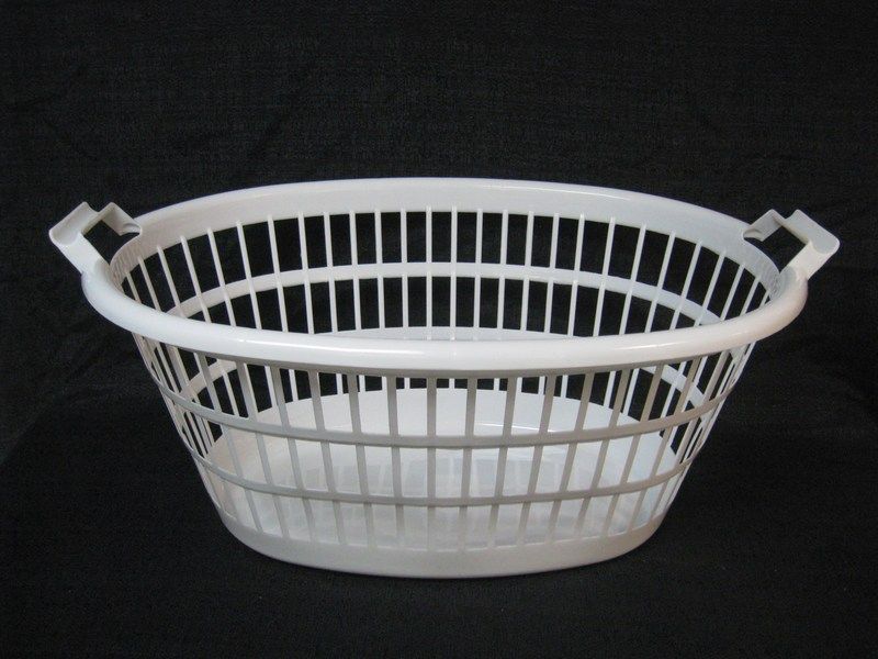 12 Units of Plastic Laundry Basket Oval White  Laundry Baskets