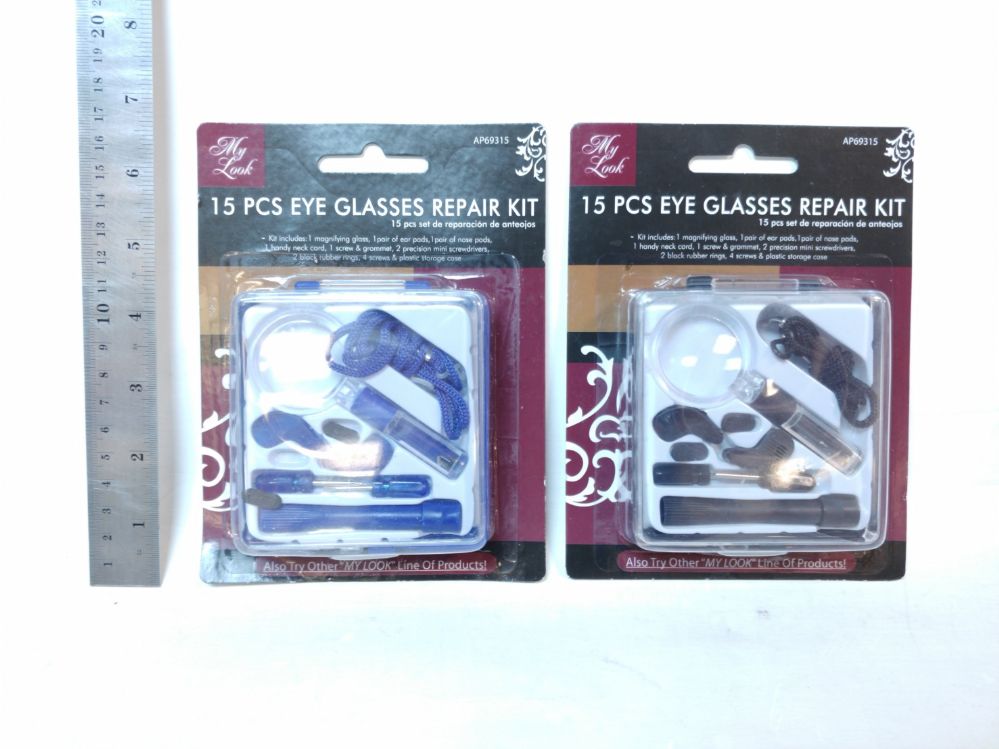 24 Units of 15 Piece Eye Repair Kit Eyeglass & Sunglass Cases at