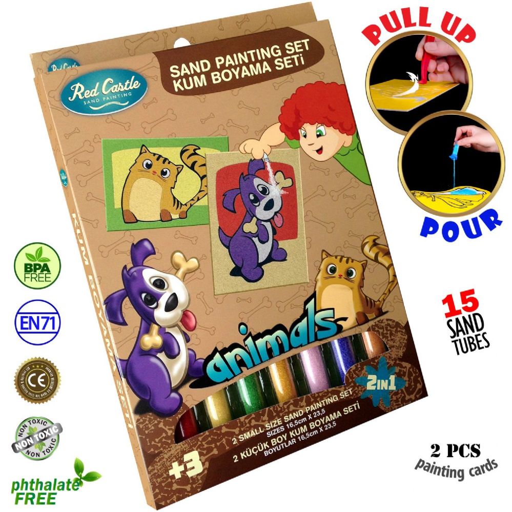 6 Units of Dog And Cat Sand Painting Set Paint, Brushes & Finger