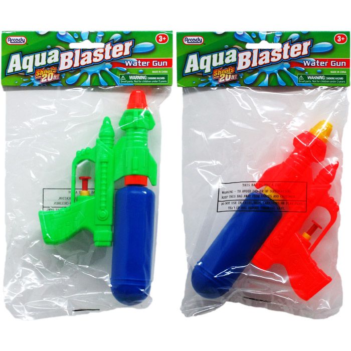 48 Units of 7.5" Water Gun In Poly Bag W/ Header, 3 Assrt Clrs Water