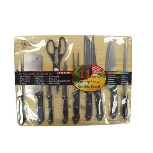 6 Units of 11 Piece Cutlery Set And Cutting Board Cutting Boards at