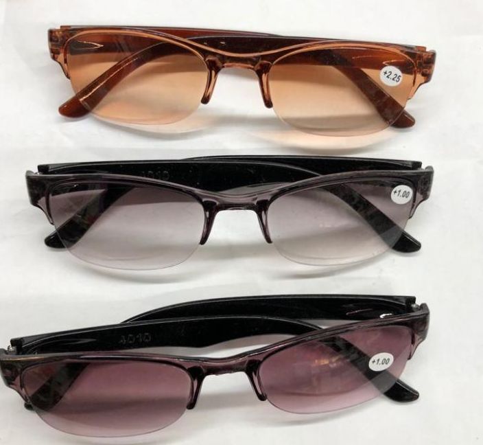 120 Units of Assorted Colors And Power Lens Plastic Rimless Tinted