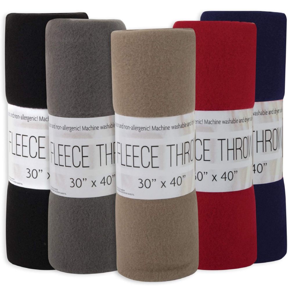 24 Units of Fleece Blankets 30" X 40" 5 Assorted Colors Fleece