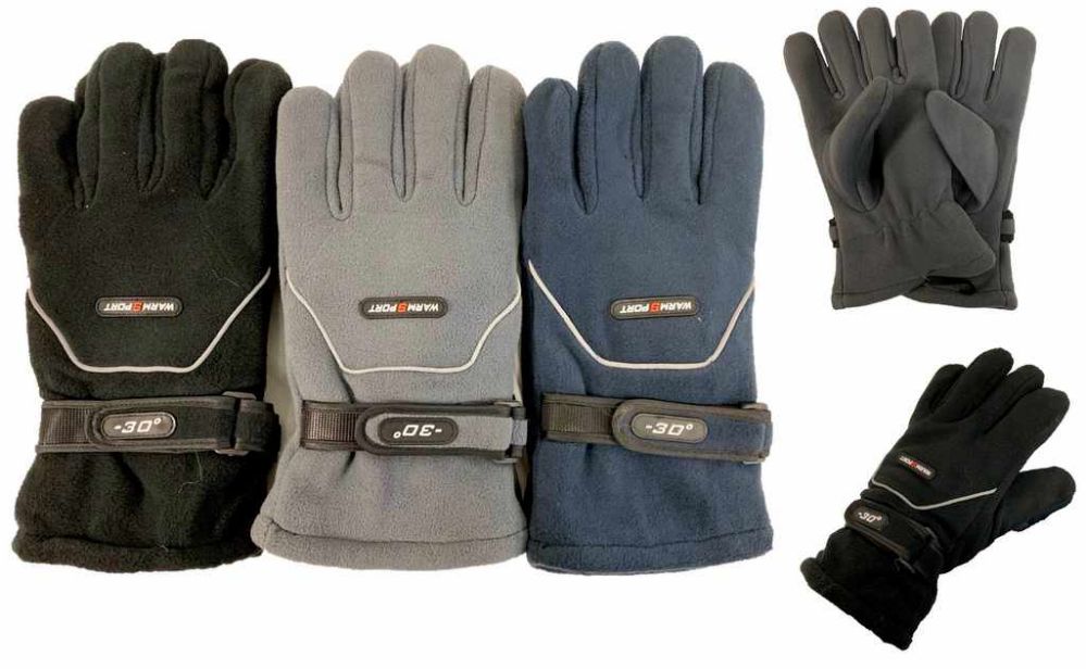 36 Units of Solid Color Fleece Gloves 30 Degrees Very Warm Sports