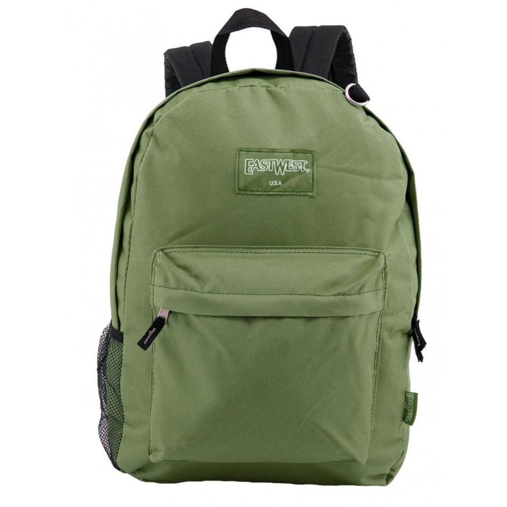 24 Units of 18" Classic Olive Backpacks With Side Mesh Water Bottle