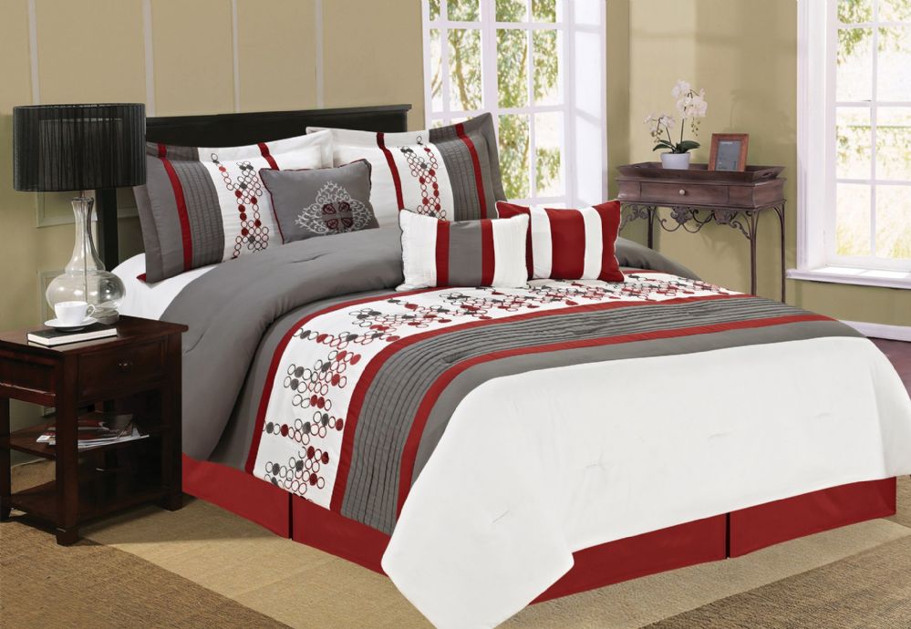 4 Units of Eclipse Queen Red 7 Piece Comfy Bedding Set Comforters