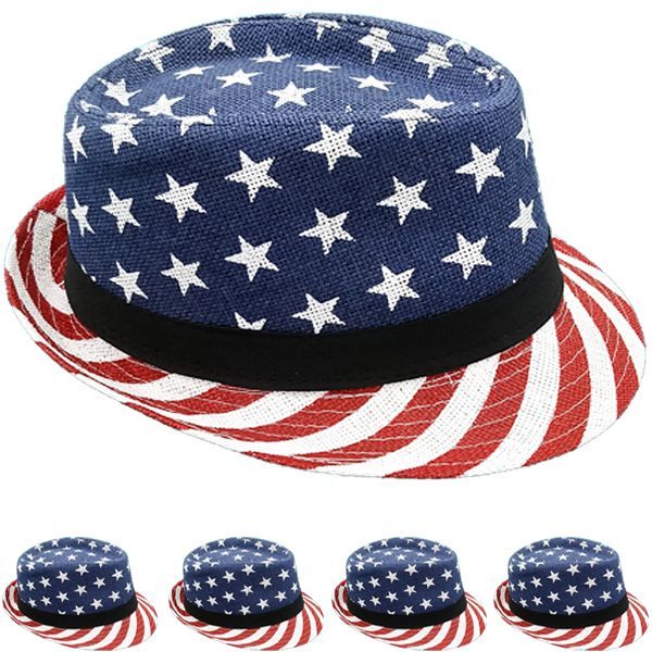 24 Units of Fedora Hat In American Flag Print Fedoras, Driver Caps