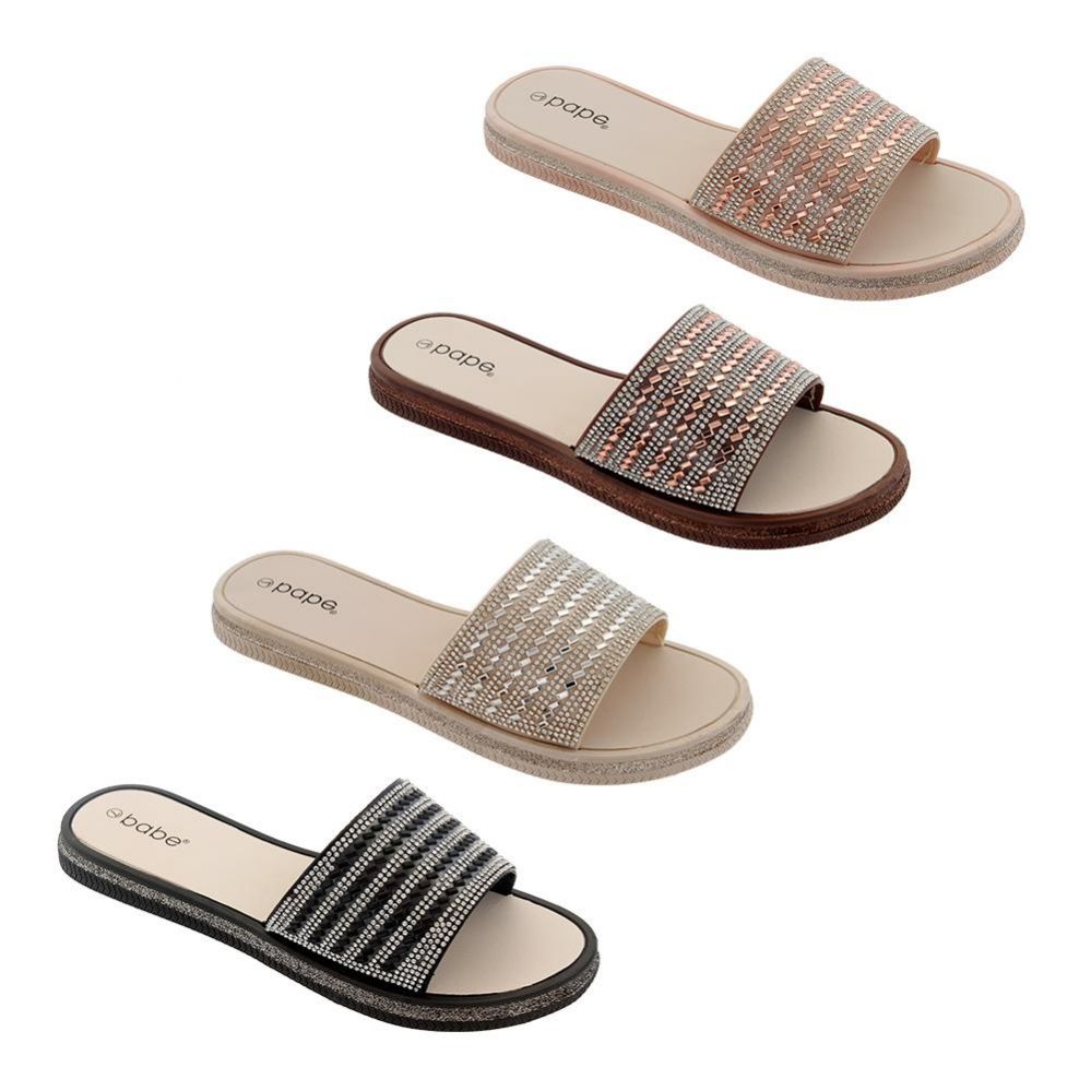 40 Units of Women's Rhinestone Slide In Assorted Color Women's Sandals at