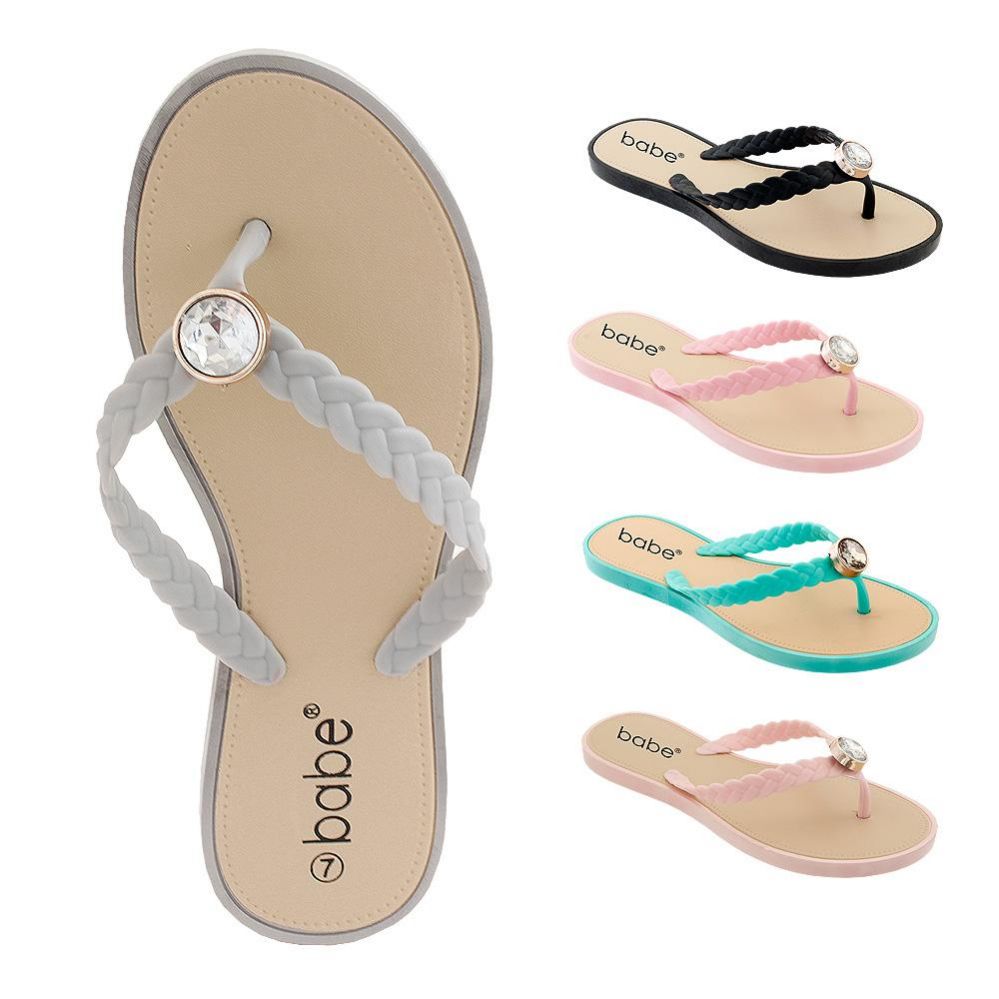 60 Units of Women's Flip Flop With Braided Straps And Crystal Women's