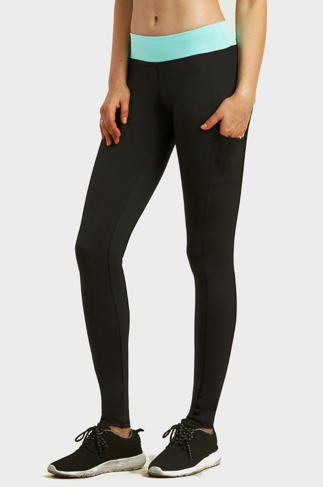 36 Units of Sofra Ladies Active Legging With Side Pocket In Black Mint