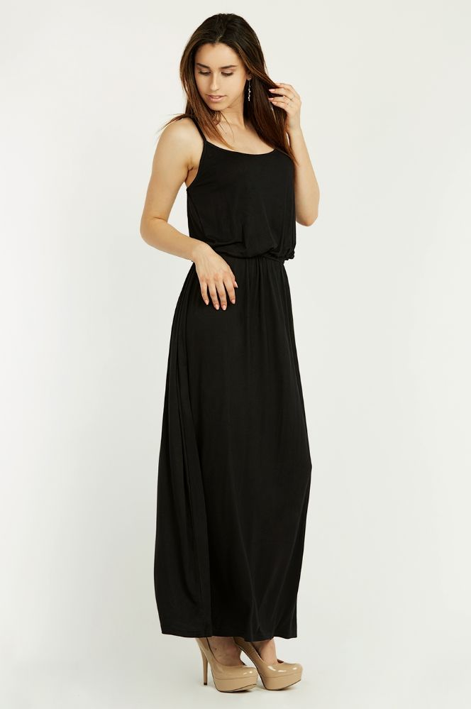 24 Units of Sofra Ladies Camisole Dress Elastic Waist In Black Womens