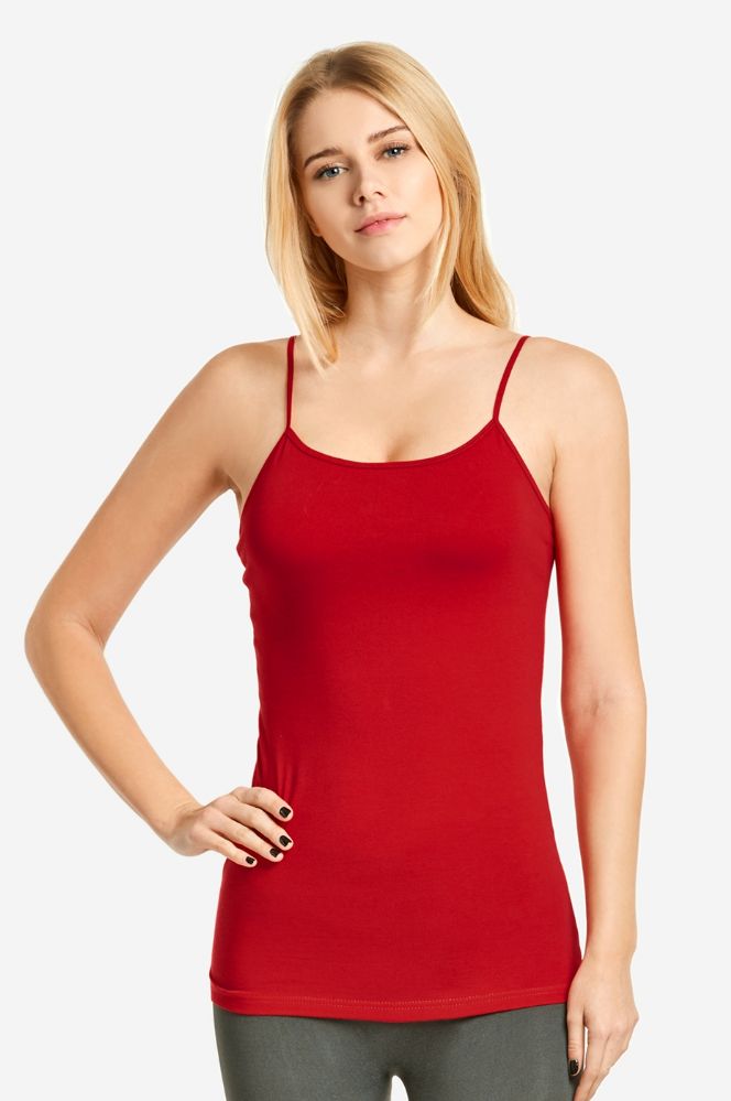 72 Units of Mopas Ladies Camisole With Self Fabric Binding In Red