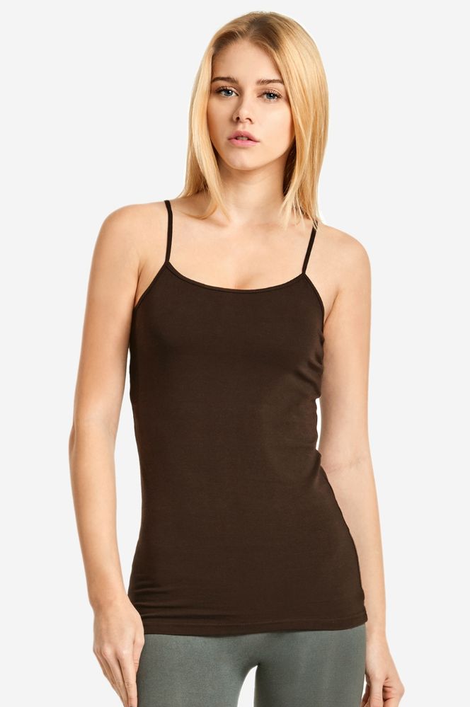 72 Units of Mopas Ladies Camisole With Self Fabric Binding In Brown