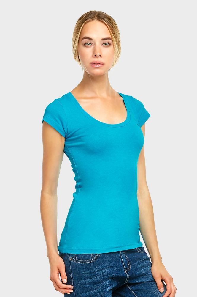 72 Units of Sofra Ladies Round Neck T Shirt In Turquoise Women's T