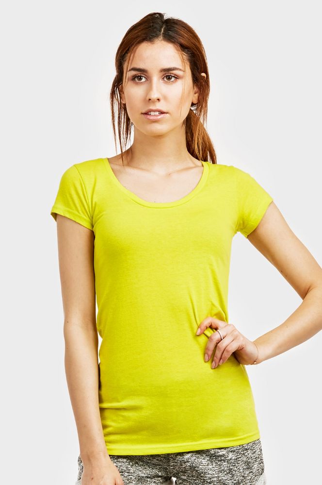72 Units of Sofra Ladies Round Neck T Shirt In Yellow Women's T