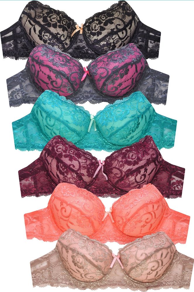 144 Units of Mamia Ladies Full Cup Plain Lace Dd Cup Bra Womens Bras And Bra Sets at