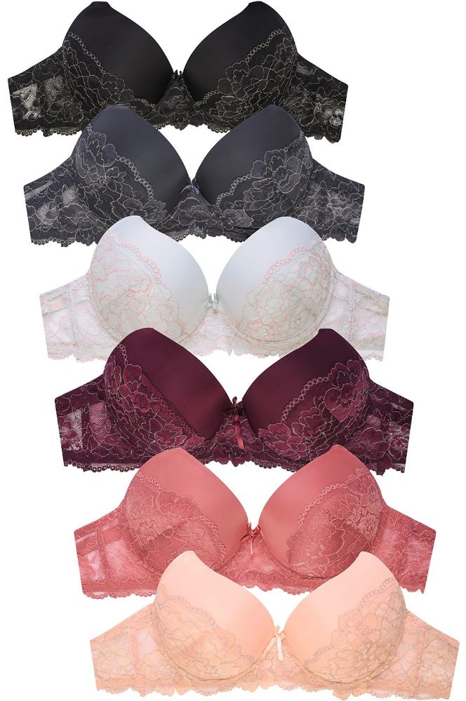 144 Units of Mamia Ladies Full Cup Plain Lace Dd Cup Bra Wide Strap