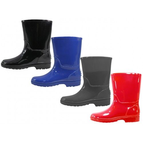 24 Units of Youth's Water Proof Soft Plain Rubber Rain Girls Boots