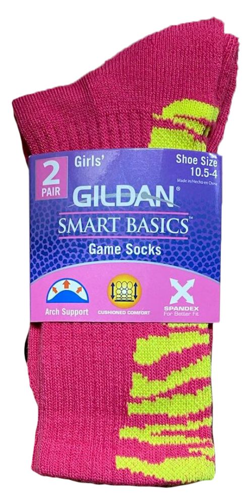 60 Units of Gildan Smart Basics Crew Socks , Girls Shoe Size 10.54
