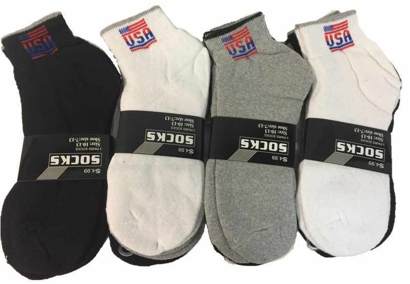 24 Units of Usa Ankle Sock Assorted Colors Men's Socks at