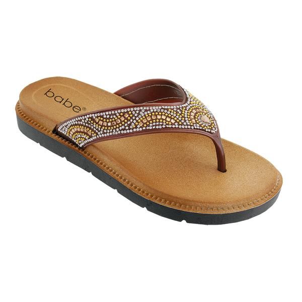 30 Units of Women Rhinestone Sandals In Brown - Women's Flip Flops - at - alltimetrading.com