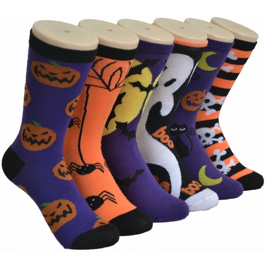 360 Units of Ladies Halloween Printed Crew Socks Size 9-11 - Womens ...