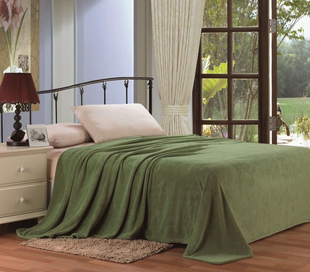 12 Units of Ultra Plush Solid Sage Color Twin Size Blanket Fleece