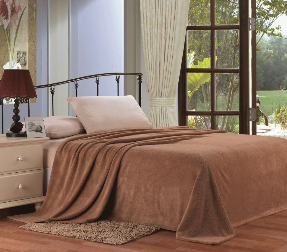 12 Units of Ultra Plush Solid Mocha Color King Size Blanket Fleece
