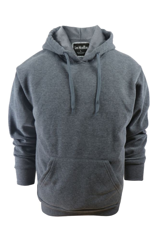 24 Units of Mens Solid Pullover Fleece Lined Hoodie Sweater In Dark ...