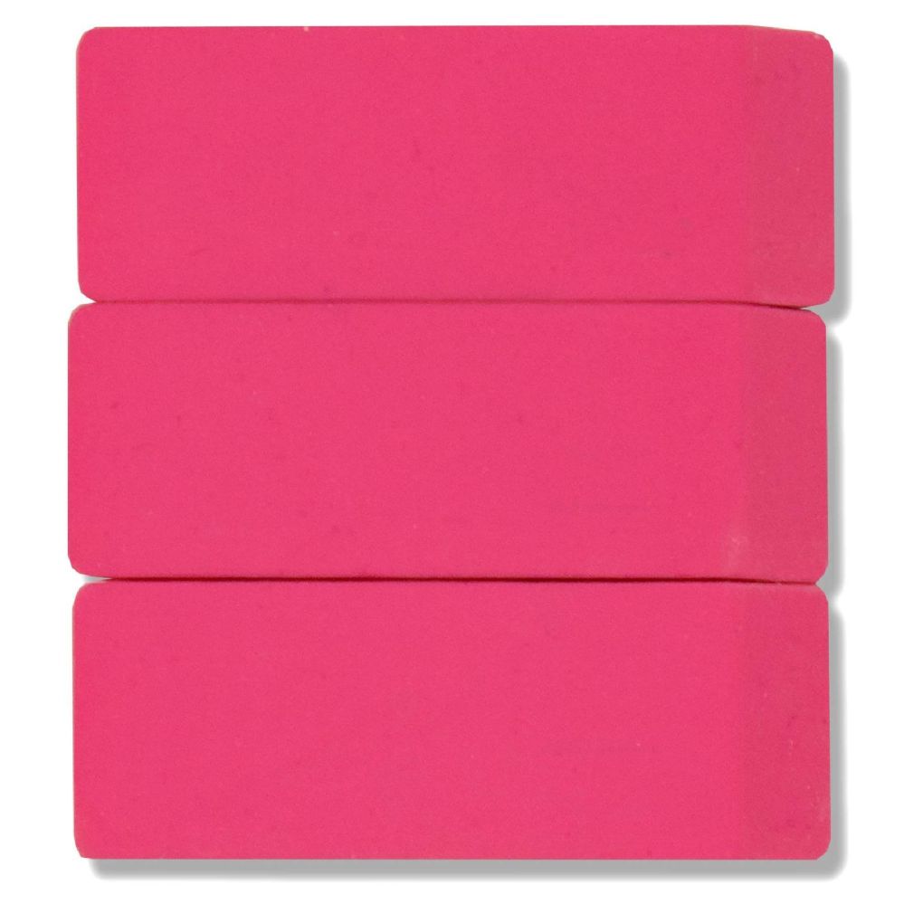 192 Units of 3 Pack Pink Eraser Erasers at