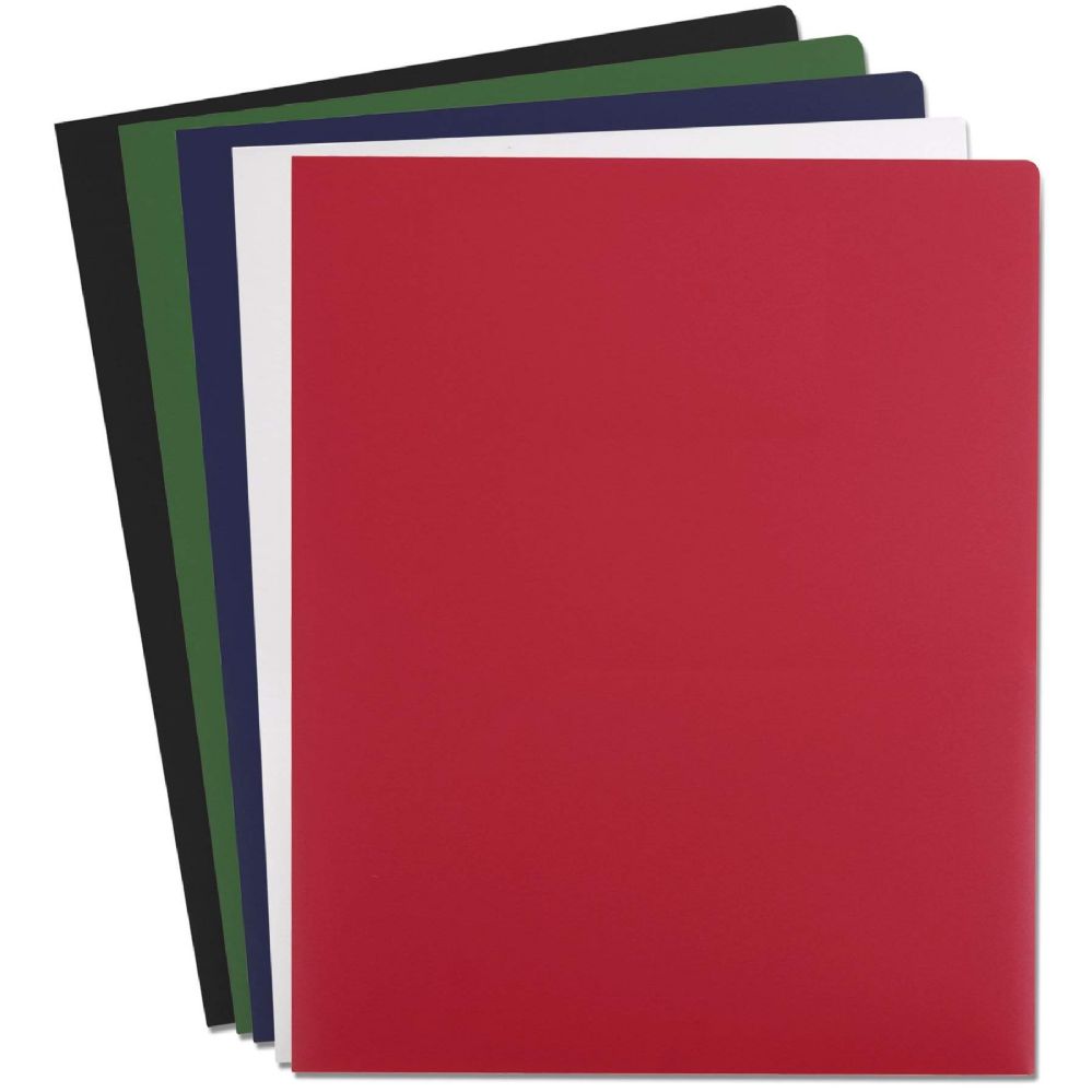 96 Units of Heavy Duty Plastic Folder Assorted Colors Folders