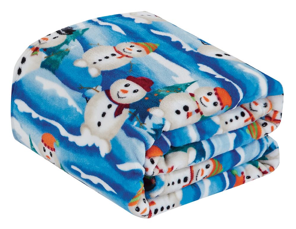 24 Units of Christmas White Snowman Holiday Throw Design Micro Plush