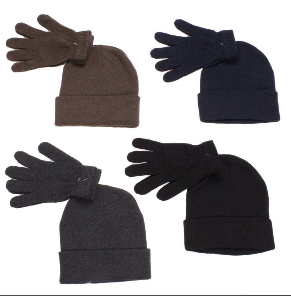 36 Units of Men's Two Piece Knit Hat And Glove Set Assorted Colors ...