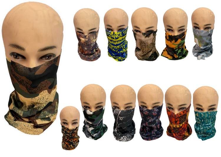 36 Units of Neckcover Assorted Colors Face Mask at