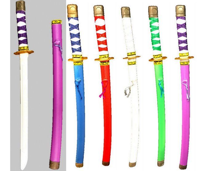 72 Units of Plastic Ninja Swords Assorted Colorsicorn Toy Weapons