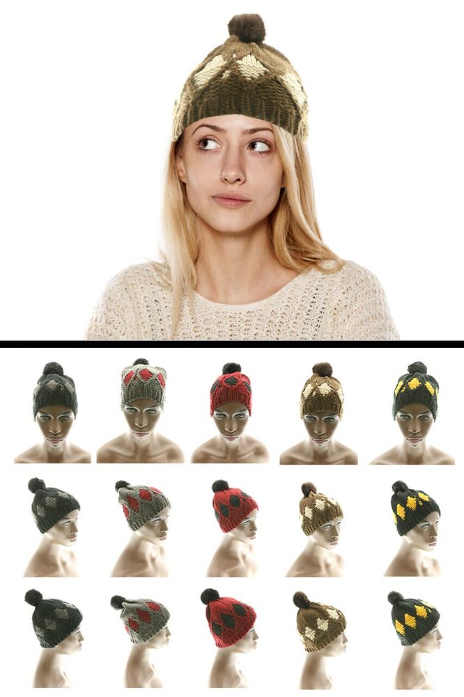 24 Units of Pom Pom Knit Hat Fashion Winter Hats at