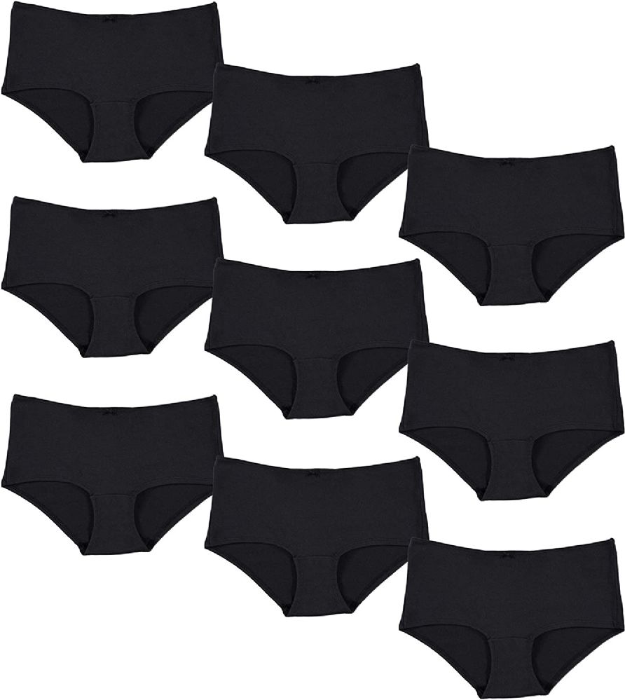9 Units of Yacht & Smith Womens Black Cotton Underwear Panty Briefs in