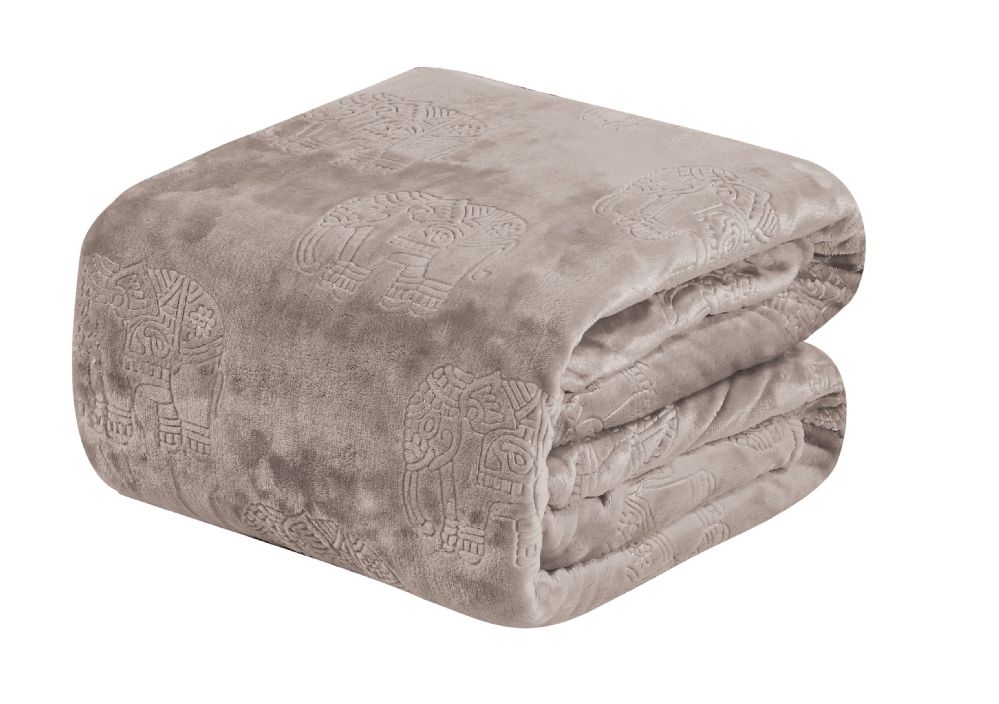 6 Units of Elephant Embossed Blanket Queen Size In Ivory Fleece