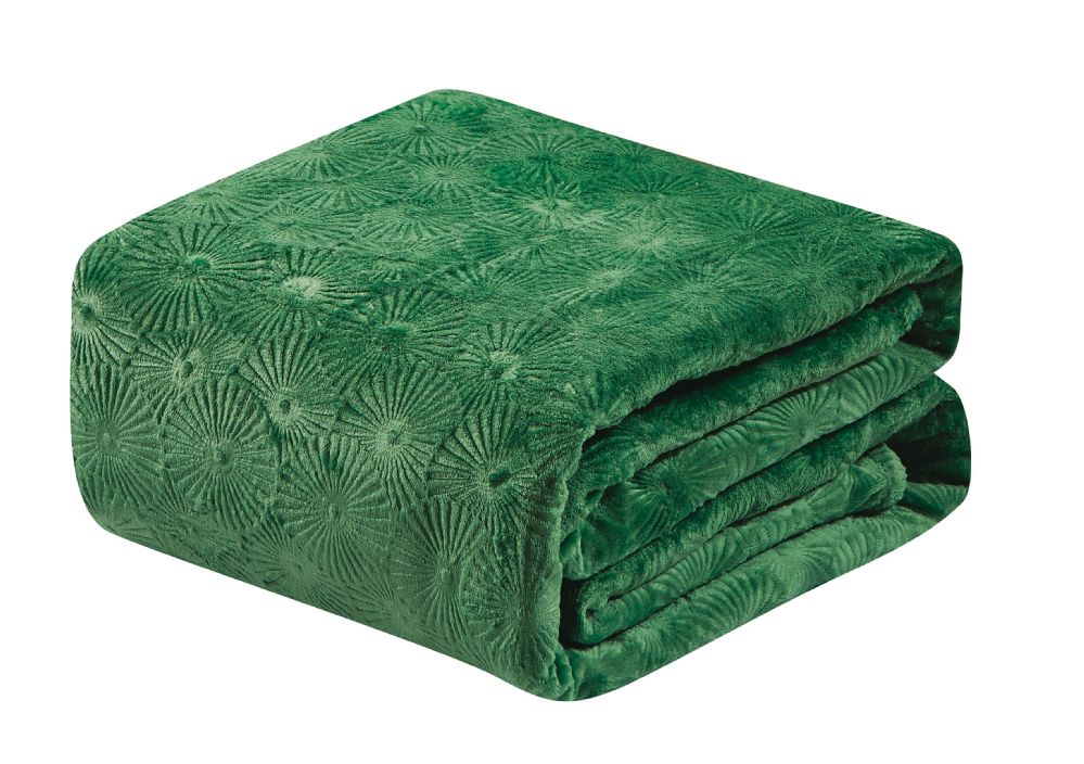 6 Units of Louvre Embossed Blanket Queen Size In Green Fleece