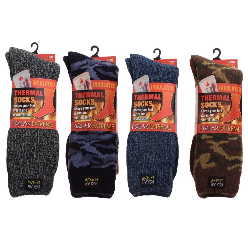 12 Units of Mens Polar Extreme Heat Thermal Sock Mens Thermal Sock