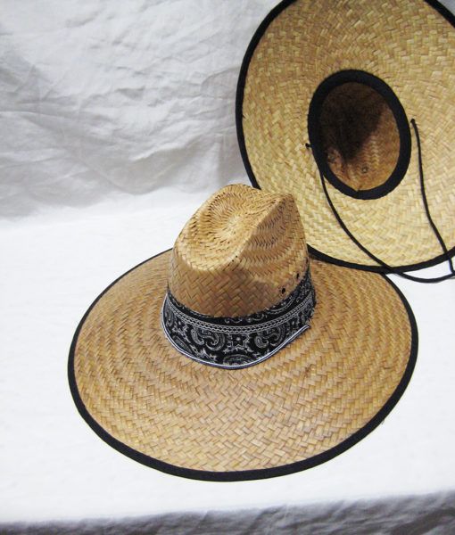 24 Units of Bandana Printed Band With Wide Brim Straw Sun Hat Sun
