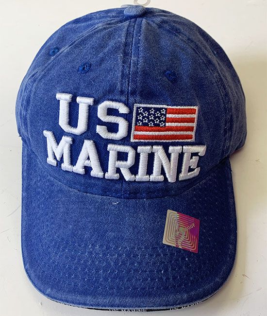 60 Units of Denim Hat Us Marine Baseball Caps Hats Embroidered In