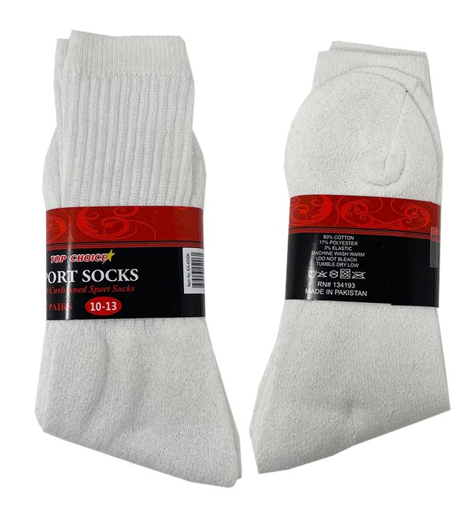 120 Units of 2 Pair Sock Crew In White Size 1013 Mens Crew Socks