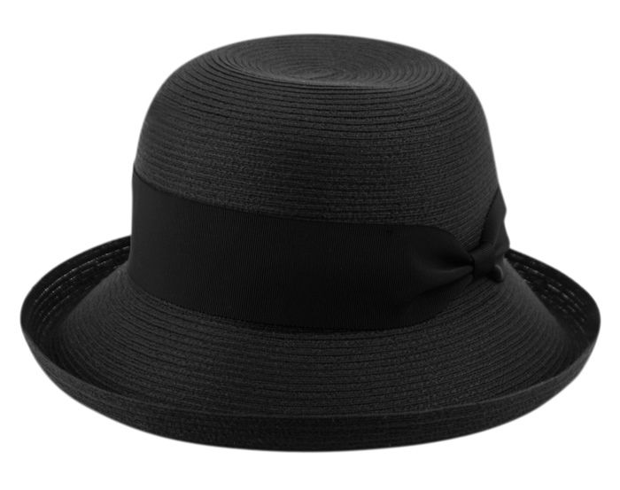 12 Units of Solid Roll Up Brim Sun Bucket Hats In Black Bucket Hats